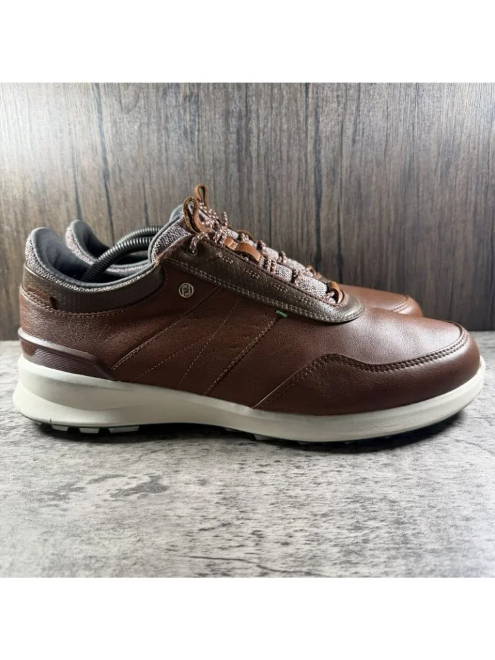 FootJoy Stratos Mens Brown Cognac Leather Spikeless Golf Shoes 50065 Size 11.5 M